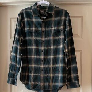 Ralph Lauren Double RRL Green and grey Plaid Shirt Sz M.